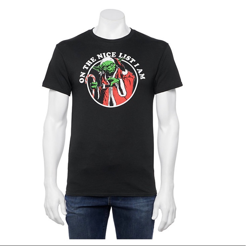 Star Wars Yoda "ON THE NICE LIST I AM" Christmas T Shirt Tee XL Extra Large NEW